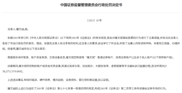 中鑫优配 证监会出手！知名牛散屠文斌，被重罚