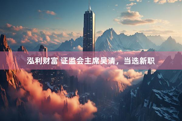 泓利财富 证监会主席吴清，当选新职